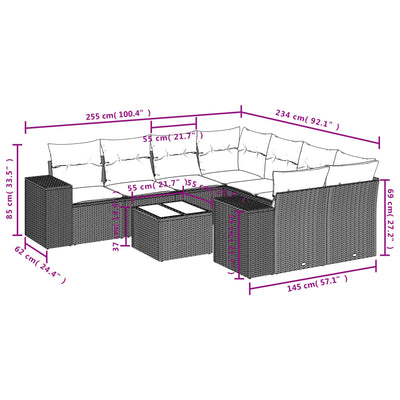 9 Piece Garden Sofa Set with Cushions Black Poly Rattan Payday Deals