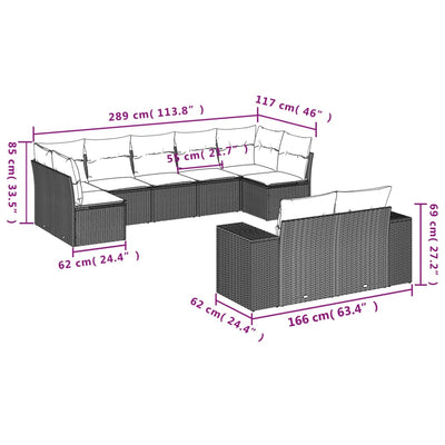9 Piece Garden Sofa Set with Cushions Black Poly Rattan Payday Deals