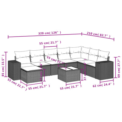 9 Piece Garden Sofa Set with Cushions Black Poly Rattan Payday Deals