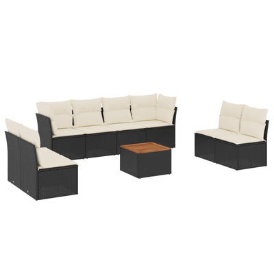 9 Piece Garden Sofa Set with Cushions Black Poly Rattan Payday Deals