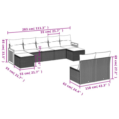 9 Piece Garden Sofa Set with Cushions Black Poly Rattan Payday Deals