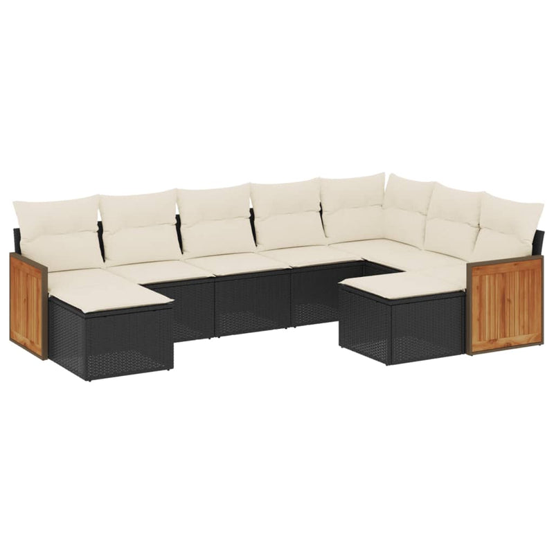 9 Piece Garden Sofa Set with Cushions Black Poly Rattan Payday Deals
