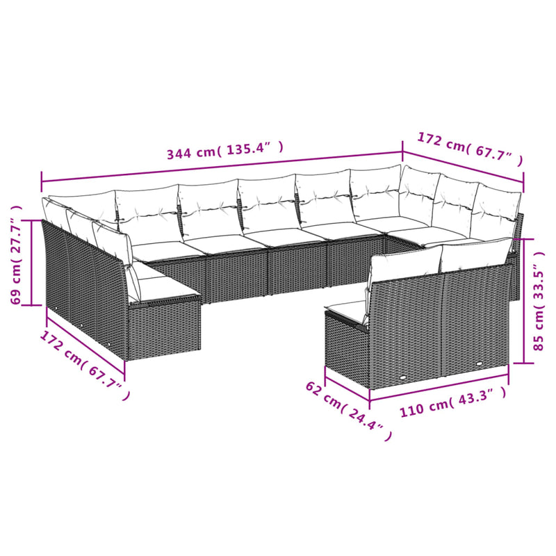 9 Piece Garden Sofa Set with Cushions Black Poly Rattan Payday Deals