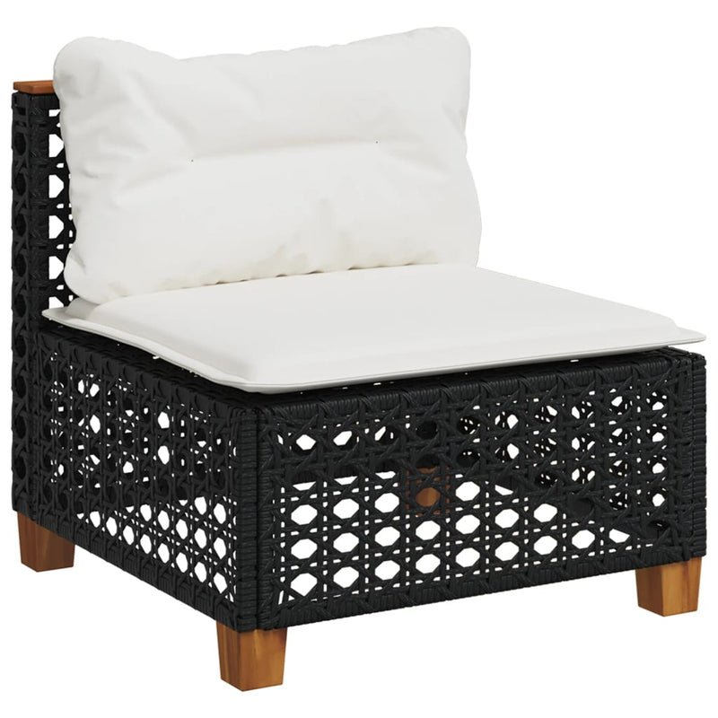9 Piece Garden Sofa Set with Cushions Black Poly Rattan Payday Deals