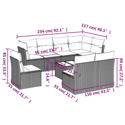 9 Piece Garden Sofa Set with Cushions Black Poly Rattan Payday Deals