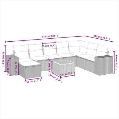 9 Piece Garden Sofa Set with Cushions Black Poly Rattan Payday Deals
