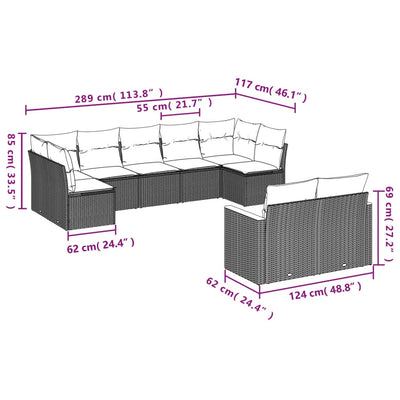 9 Piece Garden Sofa Set with Cushions Black Poly Rattan Payday Deals