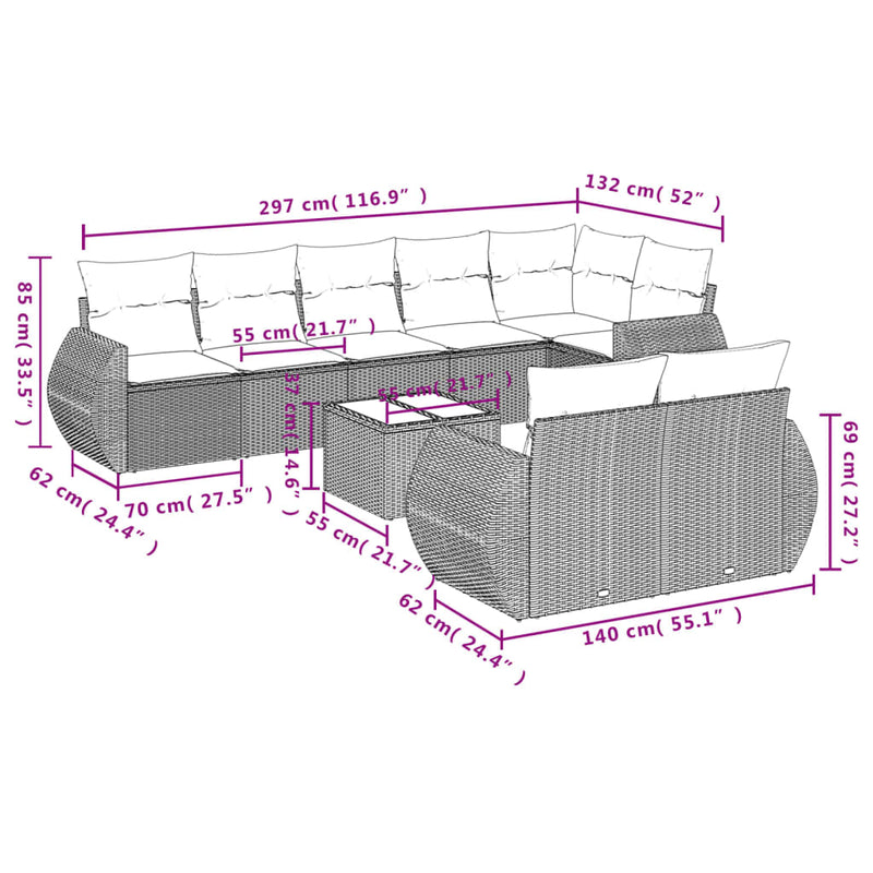 9 Piece Garden Sofa Set with Cushions Black Poly Rattan Payday Deals