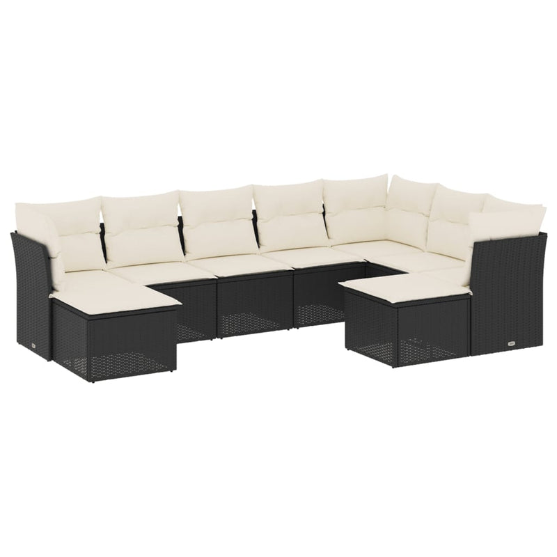 9 Piece Garden Sofa Set with Cushions Black Poly Rattan Payday Deals