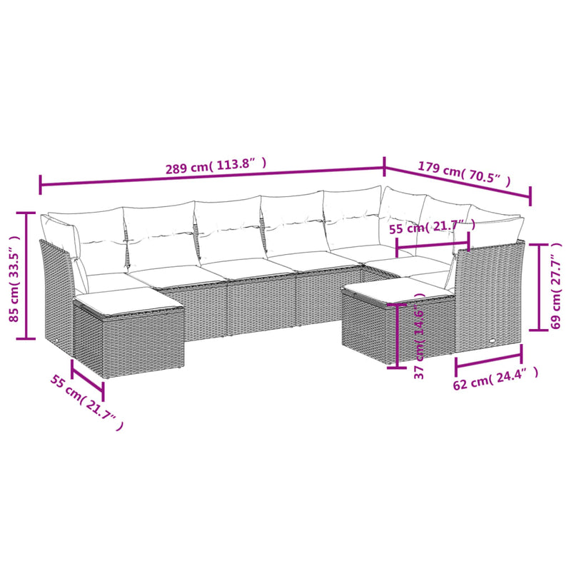 9 Piece Garden Sofa Set with Cushions Black Poly Rattan Payday Deals