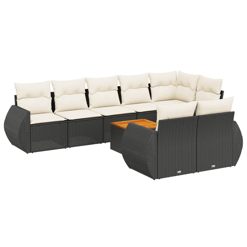 9 Piece Garden Sofa Set with Cushions Black Poly Rattan Payday Deals