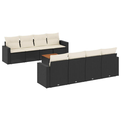 9 Piece Garden Sofa Set with Cushions Black Poly Rattan Payday Deals