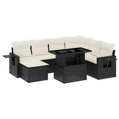 9 Piece Garden Sofa Set with Cushions Black Poly Rattan Payday Deals