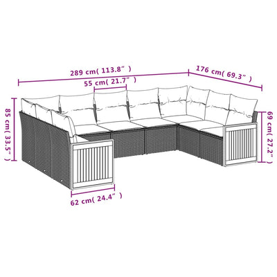 9 Piece Garden Sofa Set with Cushions Black Poly Rattan Payday Deals