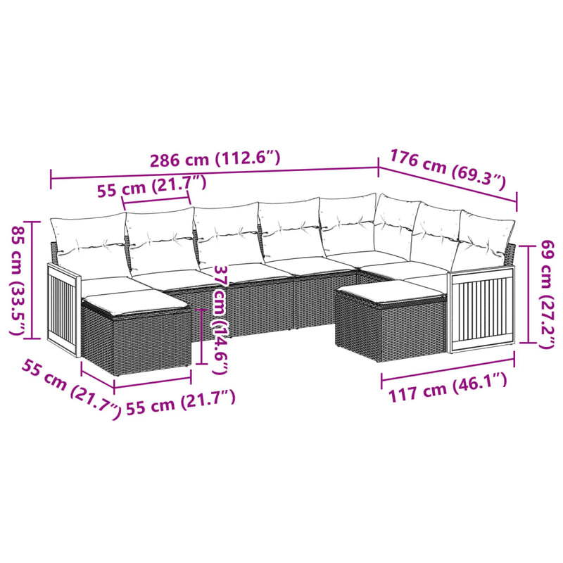 9 Piece Garden Sofa Set with Cushions Black Poly Rattan Payday Deals