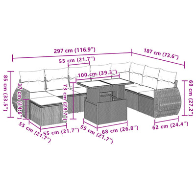 9 Piece Garden Sofa Set with Cushions Black Poly Rattan Payday Deals