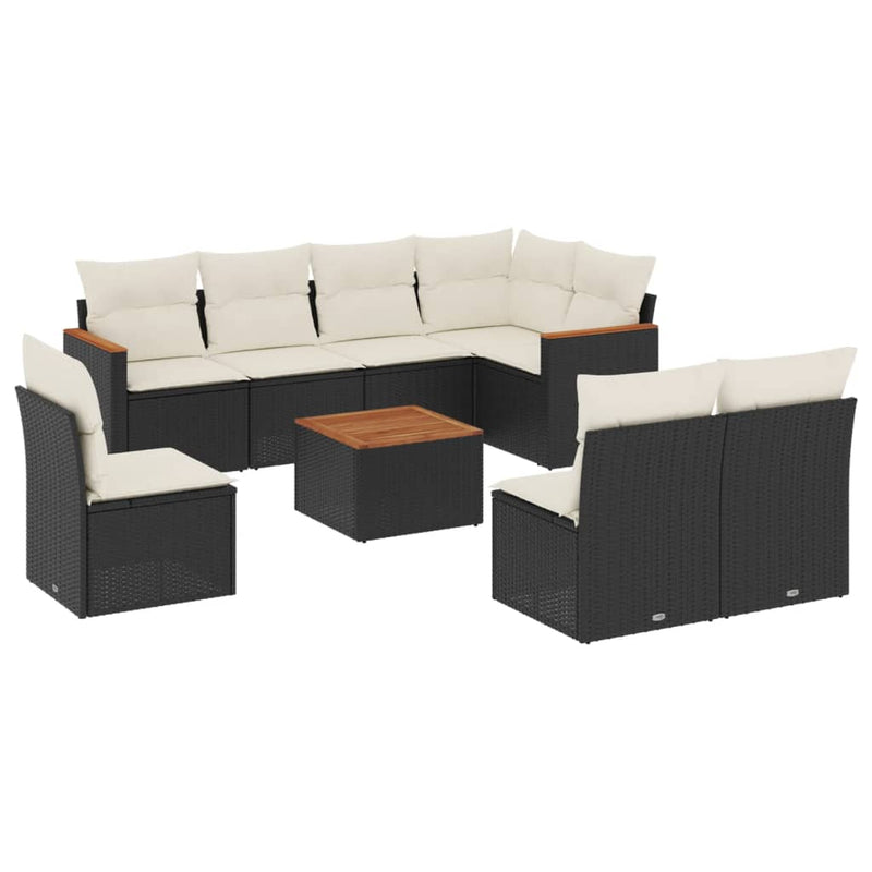 9 Piece Garden Sofa Set with Cushions Black Poly Rattan Payday Deals