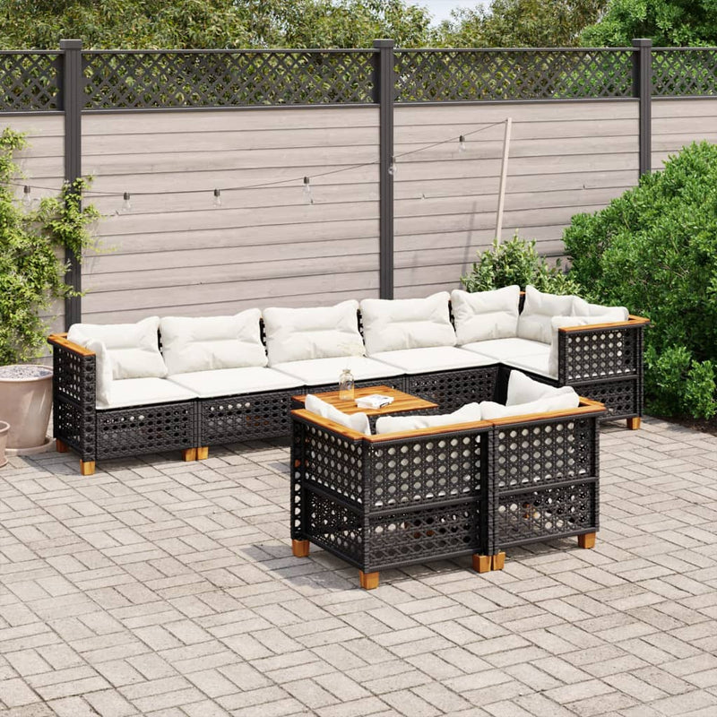 9 Piece Garden Sofa Set with Cushions Black Poly Rattan Payday Deals