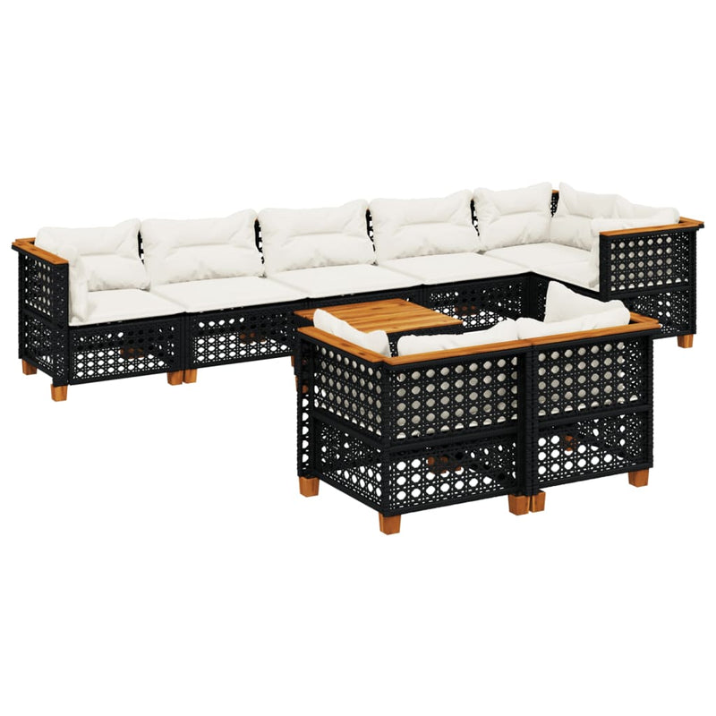 9 Piece Garden Sofa Set with Cushions Black Poly Rattan Payday Deals