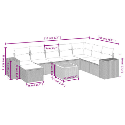 9 Piece Garden Sofa Set with Cushions Black Poly Rattan Payday Deals