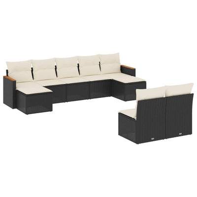 9 Piece Garden Sofa Set with Cushions Black Poly Rattan Payday Deals