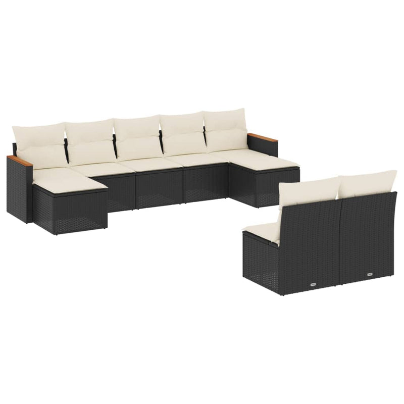 9 Piece Garden Sofa Set with Cushions Black Poly Rattan Payday Deals