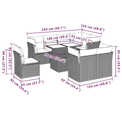 9 Piece Garden Sofa Set with Cushions Black Poly Rattan Payday Deals