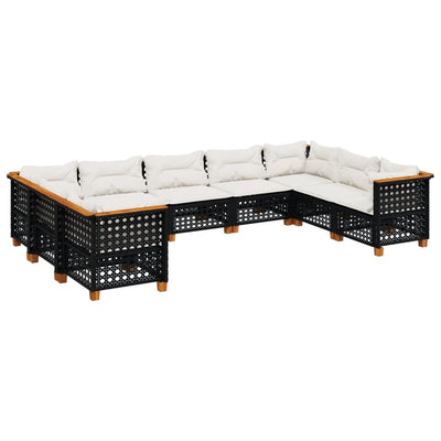 9 Piece Garden Sofa Set with Cushions Black Poly Rattan Payday Deals