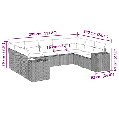 9 Piece Garden Sofa Set with Cushions Black Poly Rattan Payday Deals