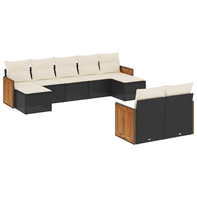9 Piece Garden Sofa Set with Cushions Black Poly Rattan Payday Deals