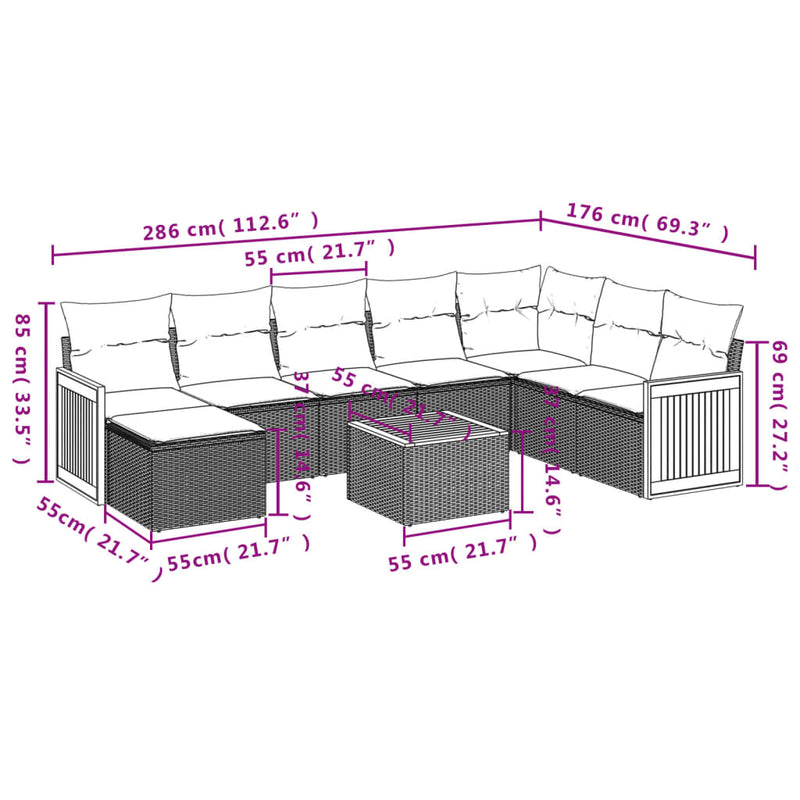 9 Piece Garden Sofa Set with Cushions Black Poly Rattan Payday Deals