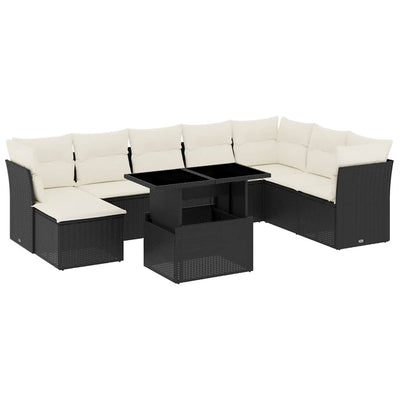 9 Piece Garden Sofa Set with Cushions Black Poly Rattan Payday Deals