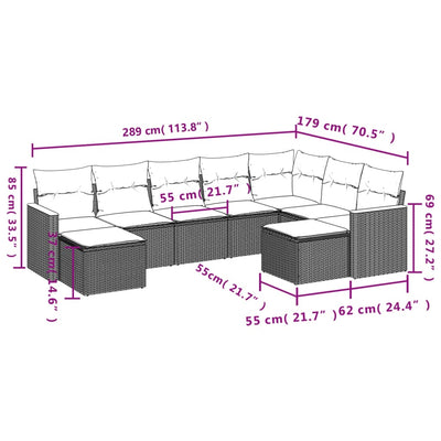 9 Piece Garden Sofa Set with Cushions Black Poly Rattan Payday Deals