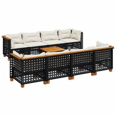 9 Piece Garden Sofa Set with Cushions Black Poly Rattan Payday Deals