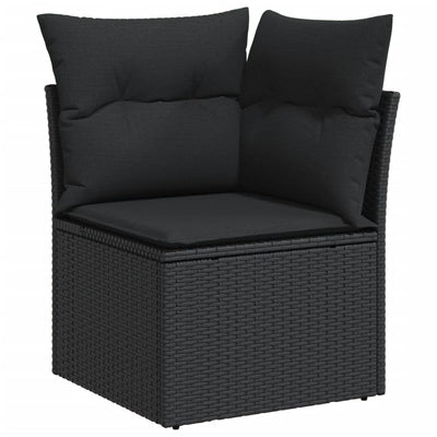 9 Piece Garden Sofa Set with Cushions Black Poly Rattan Payday Deals