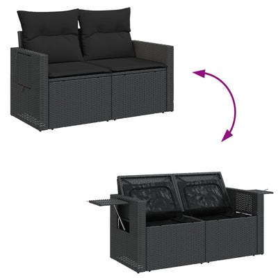 9 Piece Garden Sofa Set with Cushions Black Poly Rattan Payday Deals