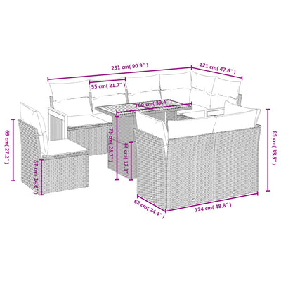 9 Piece Garden Sofa Set with Cushions Grey Poly Rattan Payday Deals