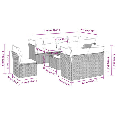 9 Piece Garden Sofa Set with Cushions Grey Poly Rattan Payday Deals