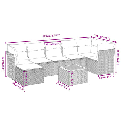 9 Piece Garden Sofa Set with Cushions Grey Poly Rattan Payday Deals