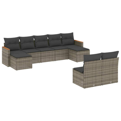 9 Piece Garden Sofa Set with Cushions Grey Poly Rattan Payday Deals