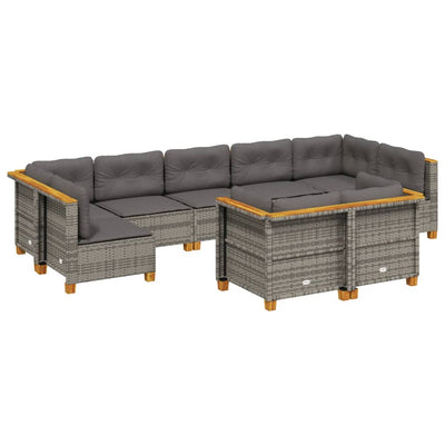 9 Piece Garden Sofa Set with Cushions Grey Poly Rattan Payday Deals
