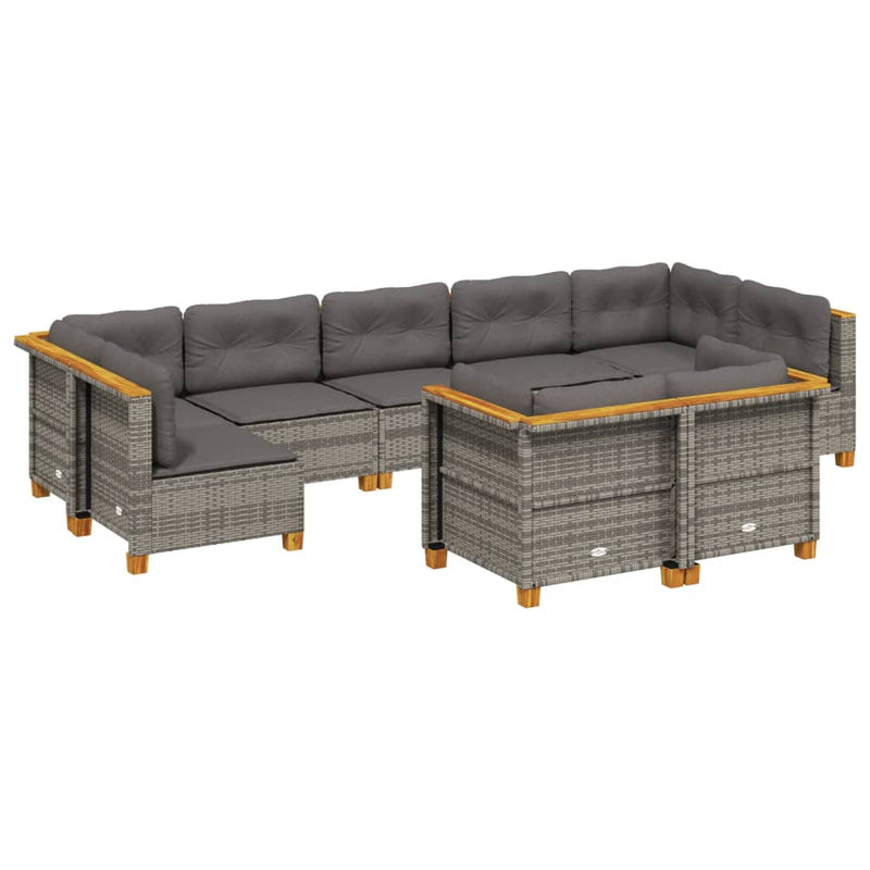 9 Piece Garden Sofa Set with Cushions Grey Poly Rattan Payday Deals
