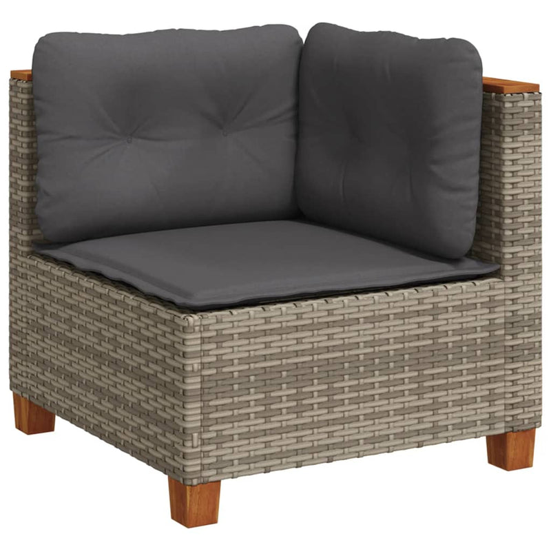 9 Piece Garden Sofa Set with Cushions Grey Poly Rattan Payday Deals