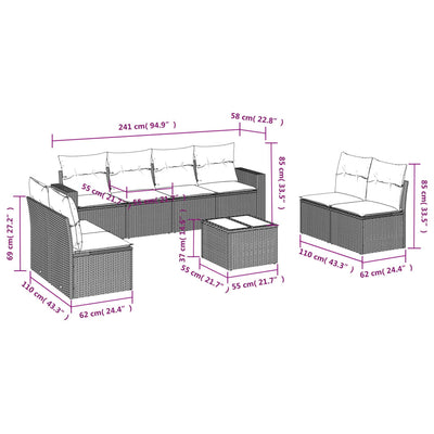 9 Piece Garden Sofa Set with Cushions Grey Poly Rattan Payday Deals