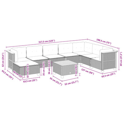 9 Piece Garden Sofa Set with Cushions Grey Poly Rattan Payday Deals