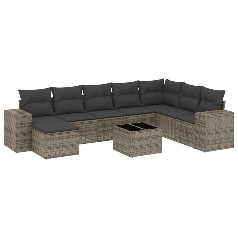 9 Piece Garden Sofa Set with Cushions Grey Poly Rattan Payday Deals