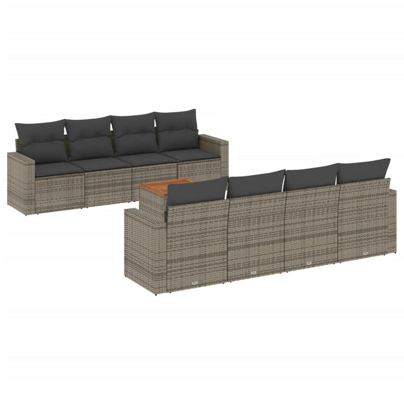 9 Piece Garden Sofa Set with Cushions Grey Poly Rattan Payday Deals