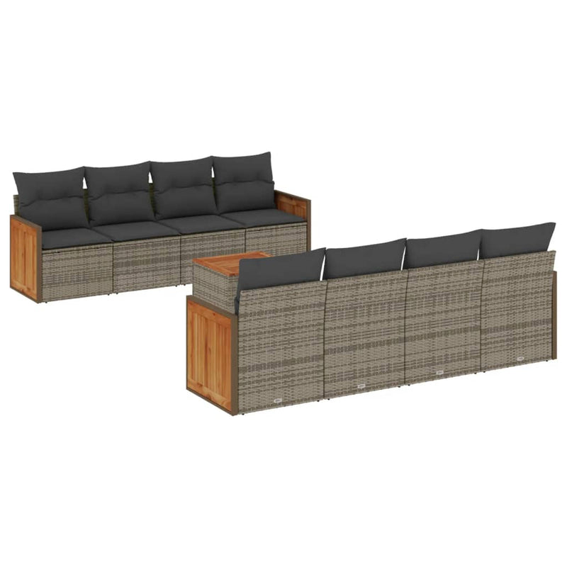 9 Piece Garden Sofa Set with Cushions Grey Poly Rattan Payday Deals