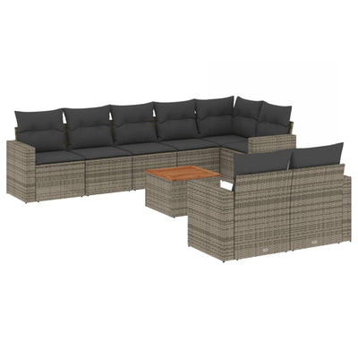 9 Piece Garden Sofa Set with Cushions Grey Poly Rattan Payday Deals