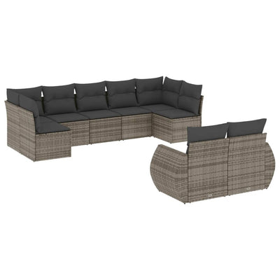 9 Piece Garden Sofa Set with Cushions Grey Poly Rattan Payday Deals